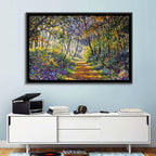 Sunlit Forest Path with Wildflowers Wall Art