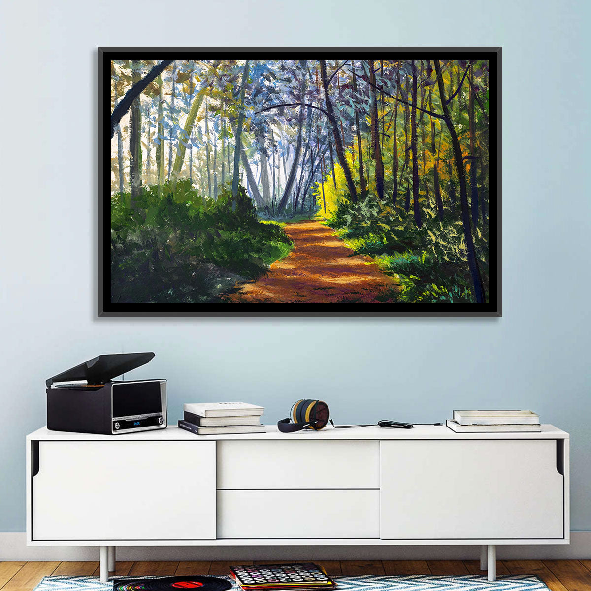 Sunlit Forest Alley Path Wall Art