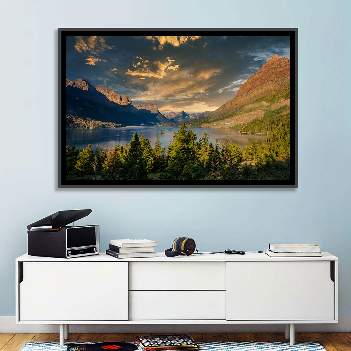 Wild Goose Island, St. Mary Lake Wall Art in a room, landscape