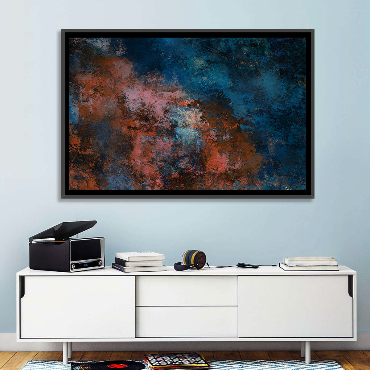 Blue to Rust Color Field Wall Art