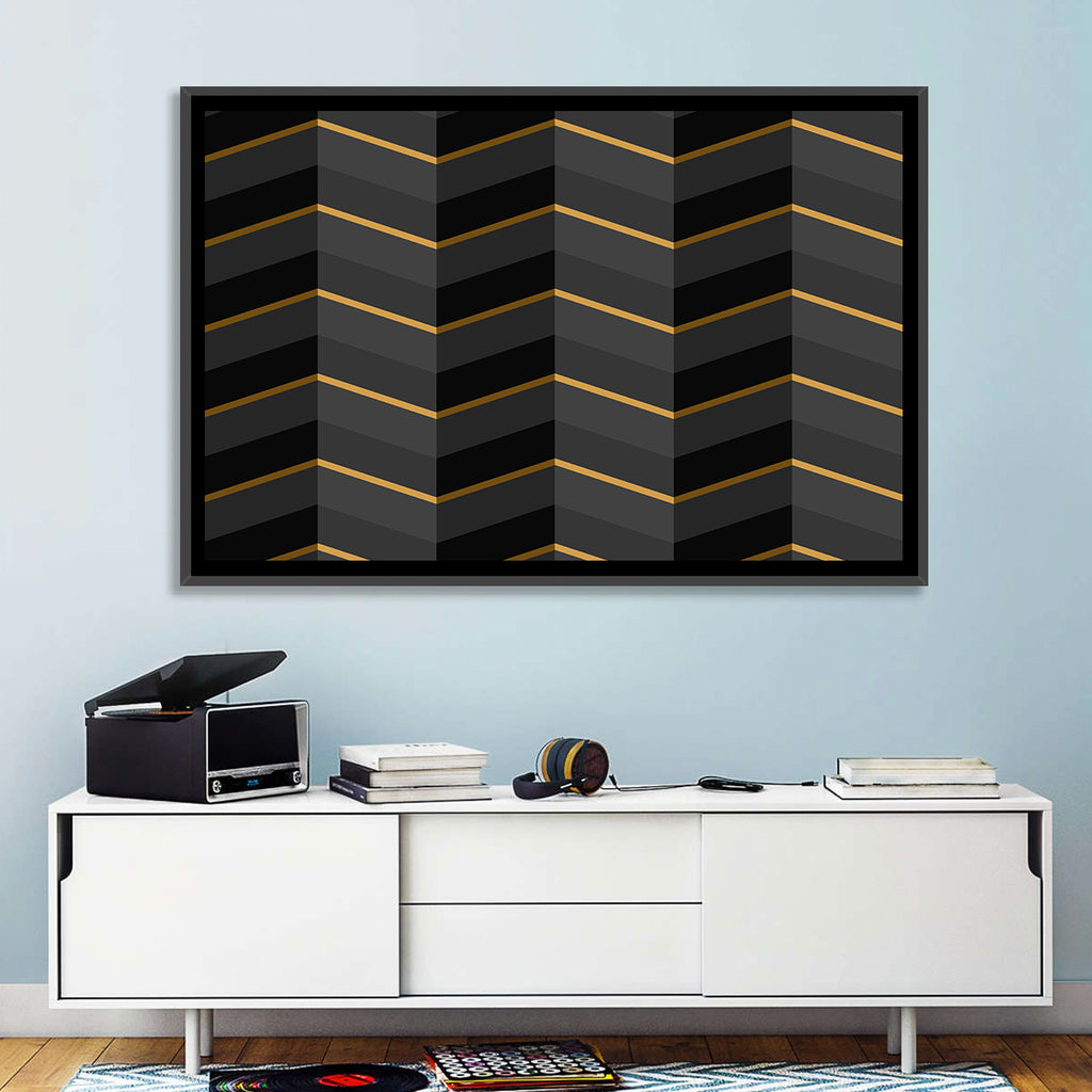 Black Stripes with Gold Accents Wall Art