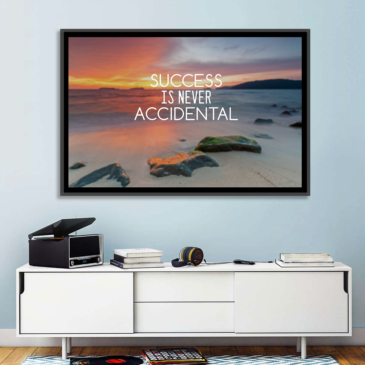 Success Is Never Accidental Wall Art in a room, landscape