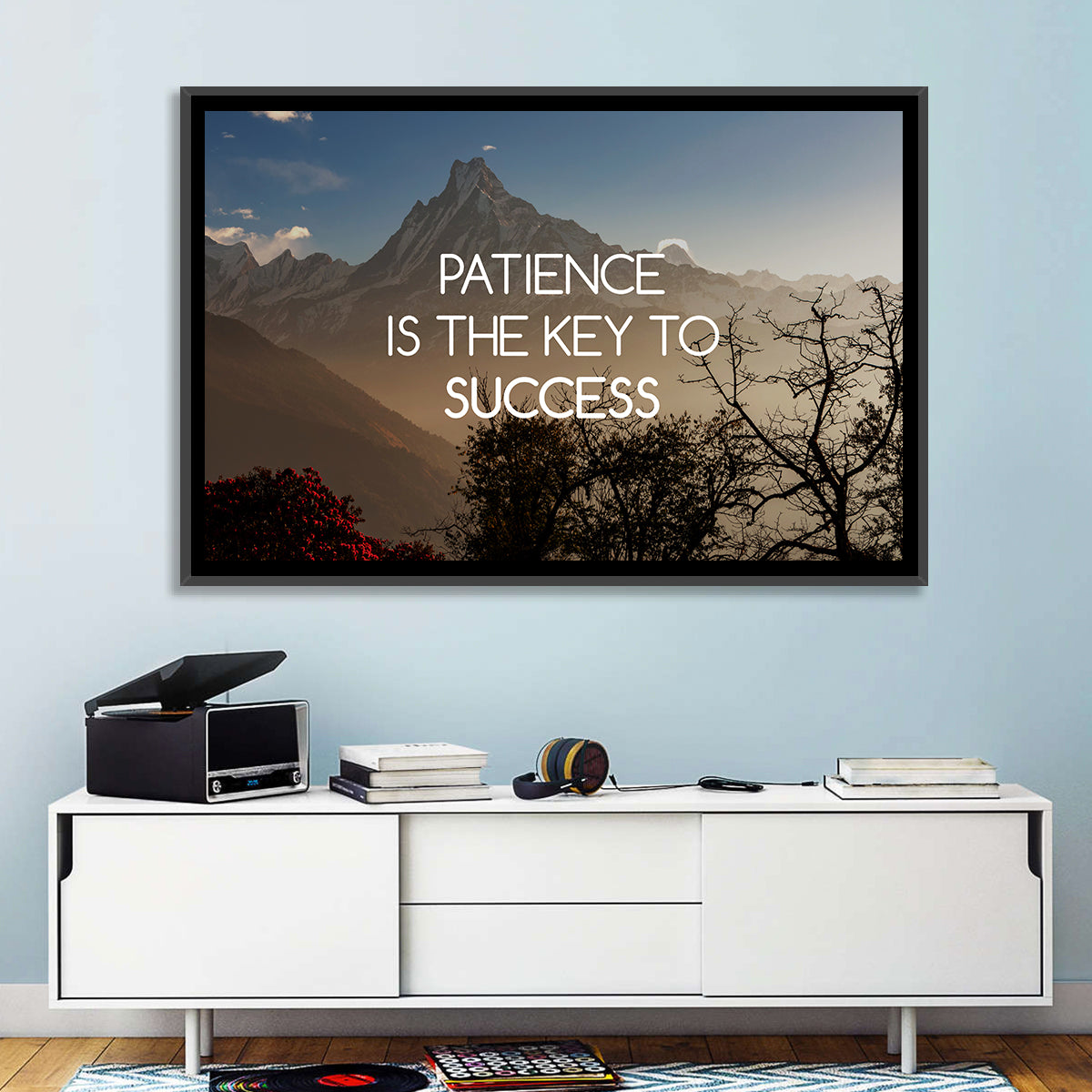 Patience Is the Key to Success Wall Art in a room, landscape