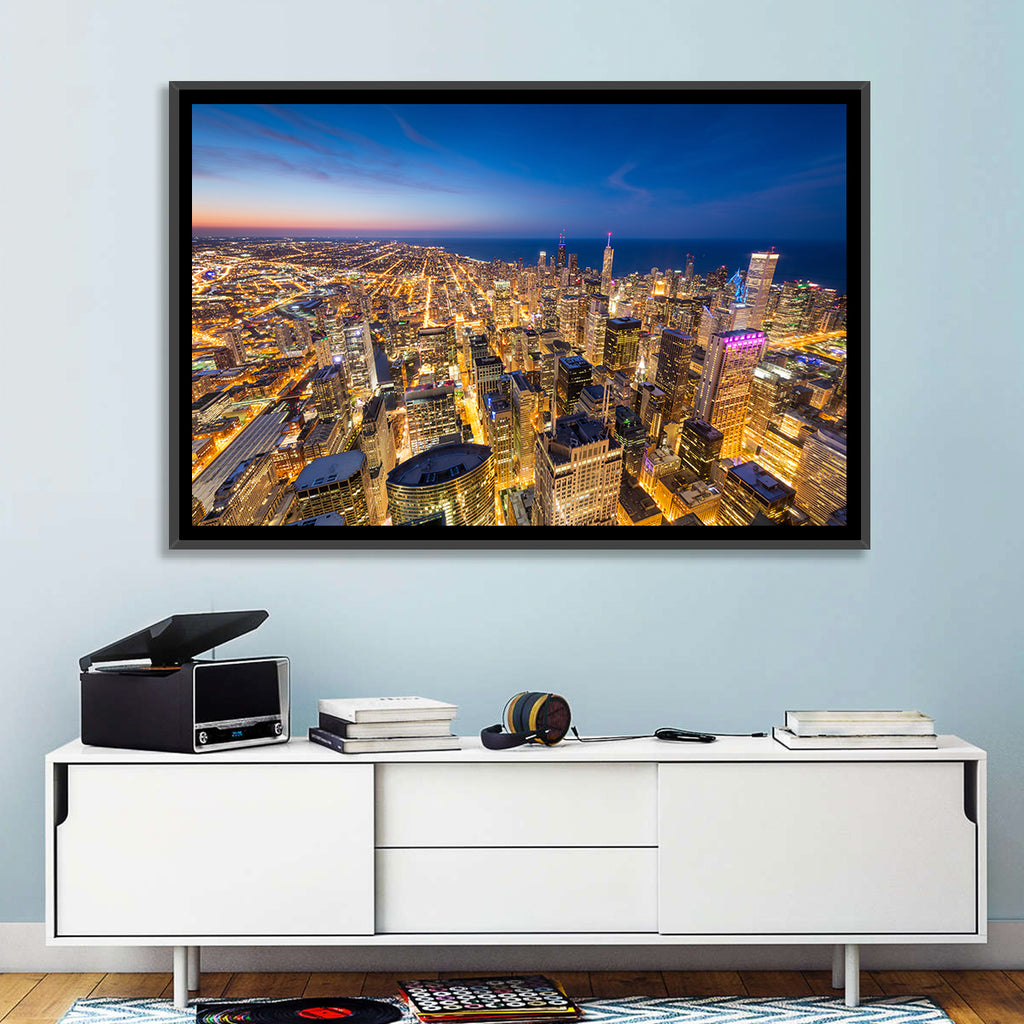 Aerial Chicago Nightscape Wall Art
