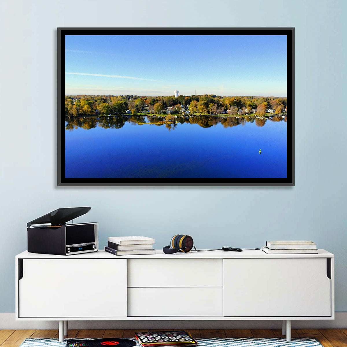 Oneida Lake Water Tower Wall Art in a room, landscape