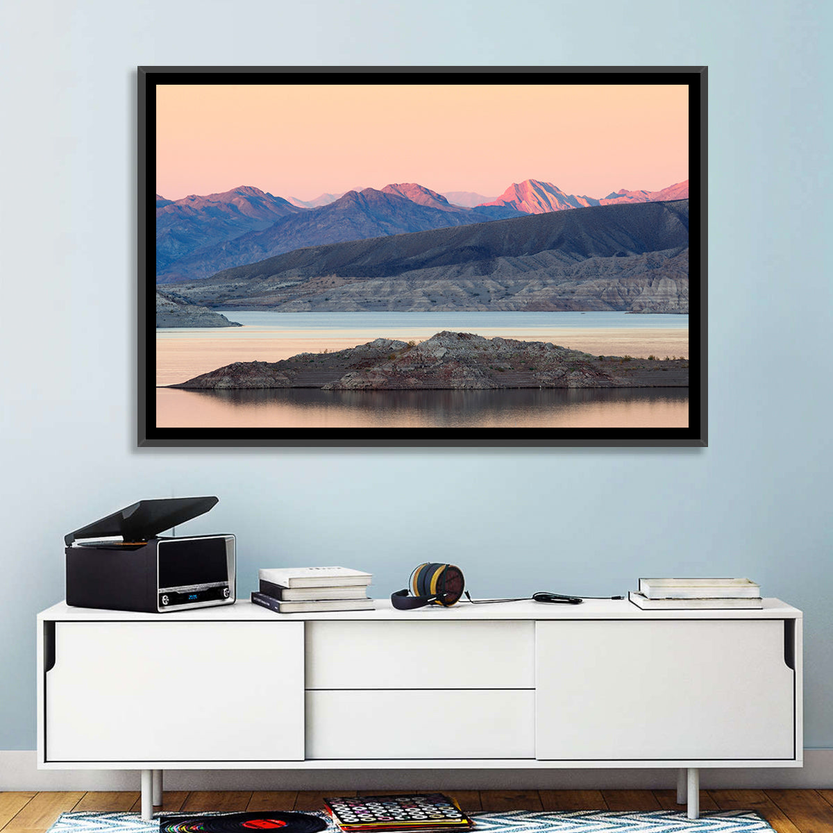 Lake Mead Twilight Reflection Wall Art in a room, landscape