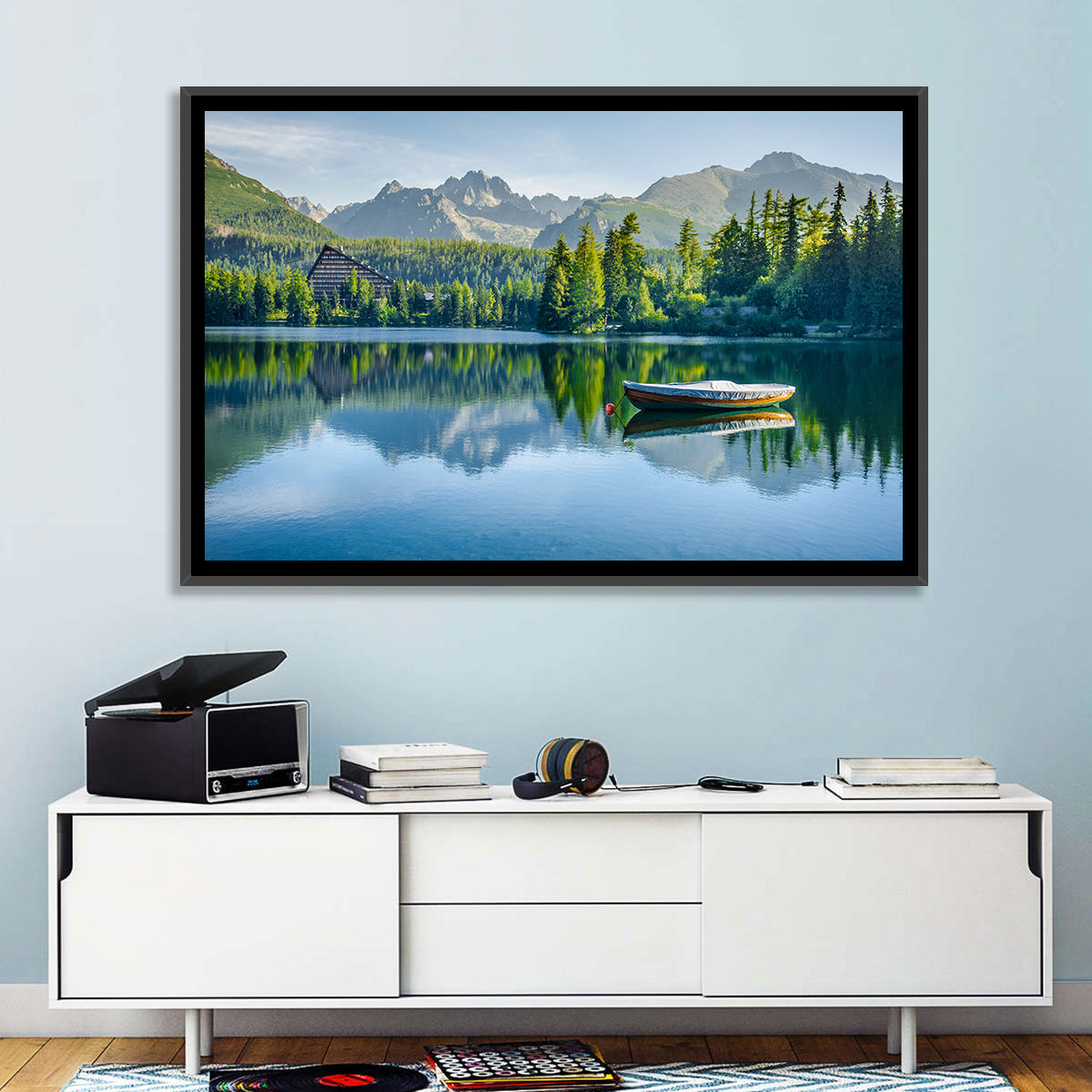Štrbské Pleso Reflection Wall Art in a room, landscape