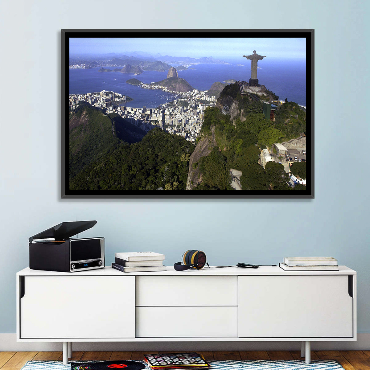 Christ the Redeemer Over Rio De Janeiro Wall Art in a room, landscape