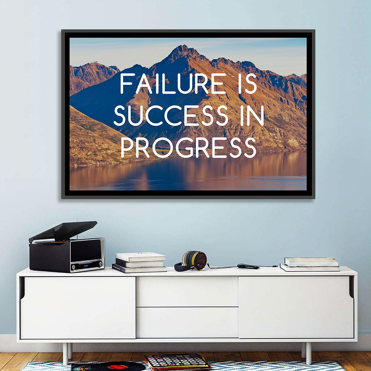 Failure Is Success in Progress Wall Art in a room, landscape