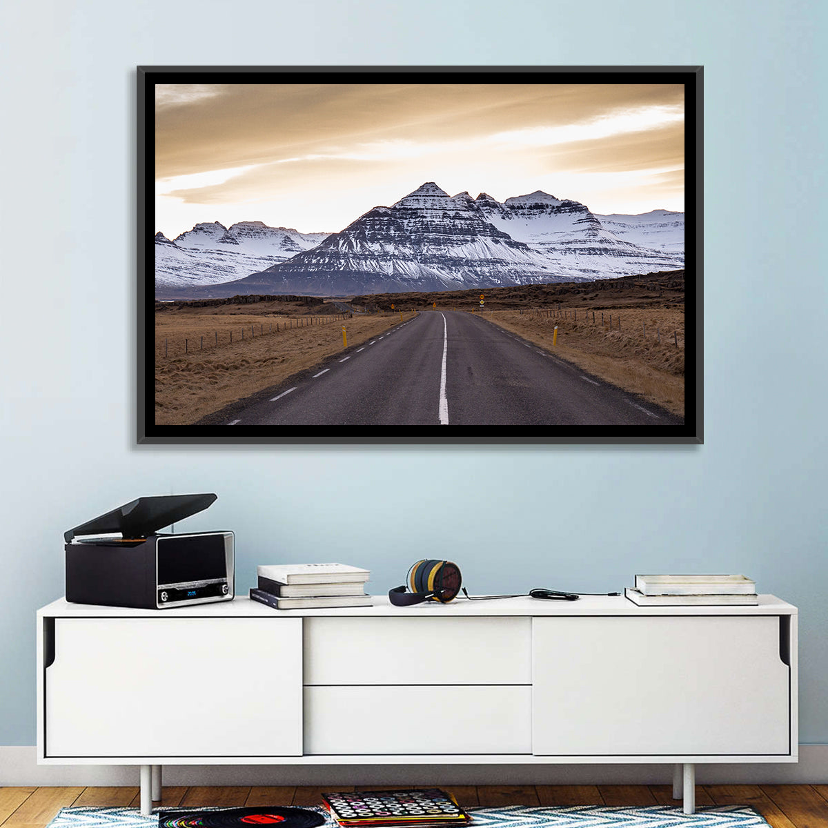 East Fjords Road at Dusk Wall Art in a room, landscape