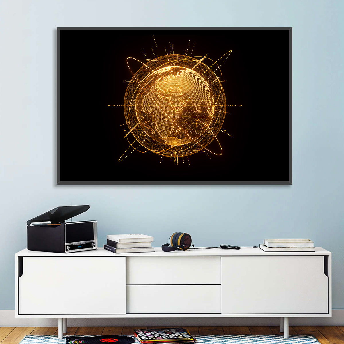 Golden Hologram Globe Wall Art