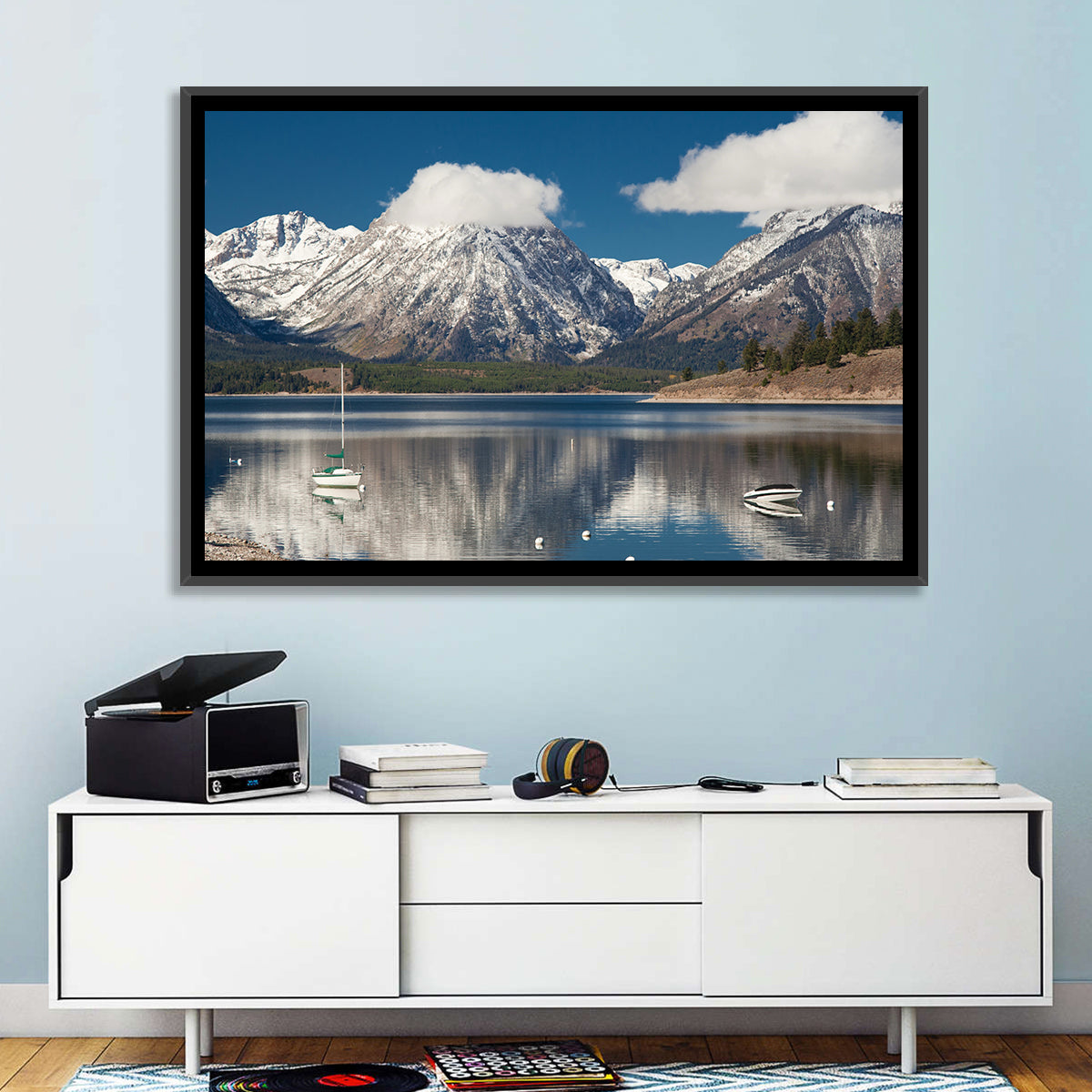Jenny Lake Reflection Wall Art in a room, landscape