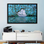 White Sailboat Reflection Wall Art