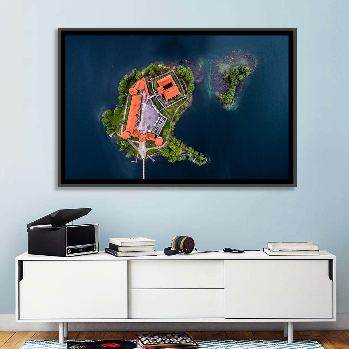 Trakai Island Castle Wall Art in a room, landscape