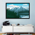 Tranquil Mountain Lake Illustration Wall Art