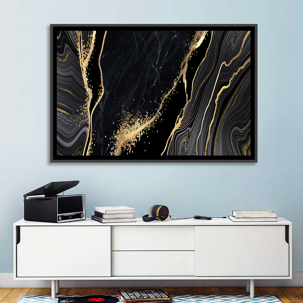 Diagonal Gold Veined Marble Wall Art