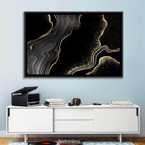 Gold Through Black Abstract Wall Art