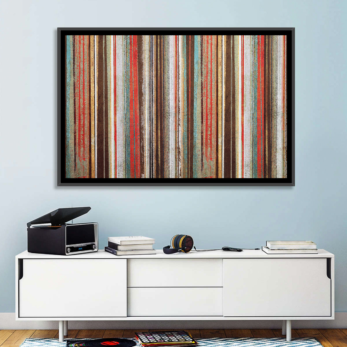 Layered Stripes Wall Art in a room, landscape