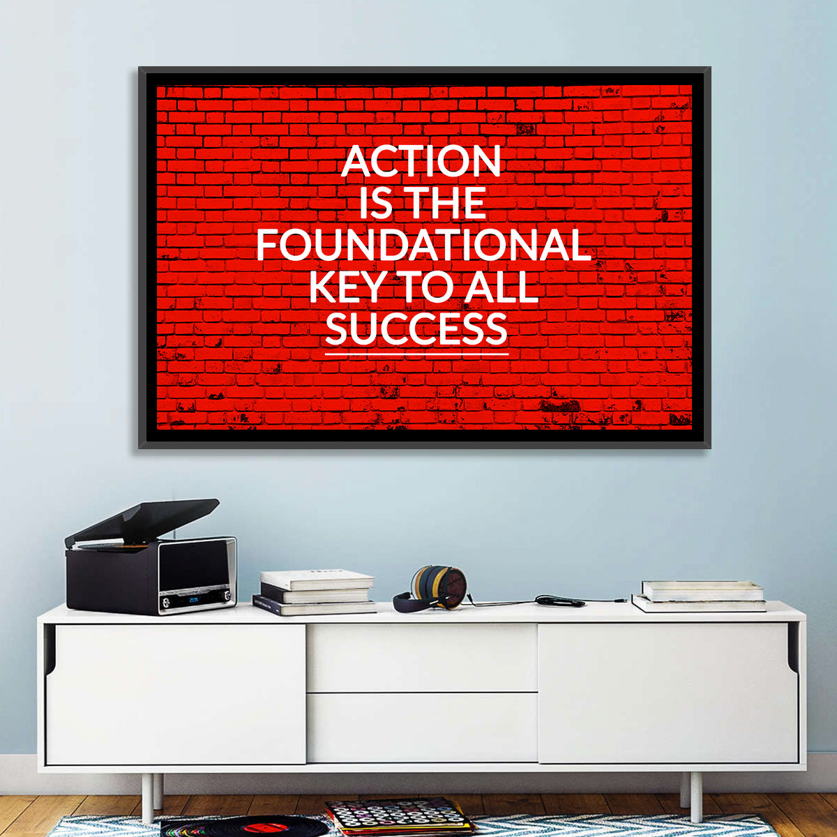 Key to Success on Red Brick Wall Art in a room, landscape