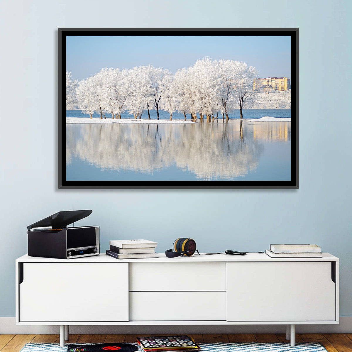 Winter Lake Reflection Wall Art