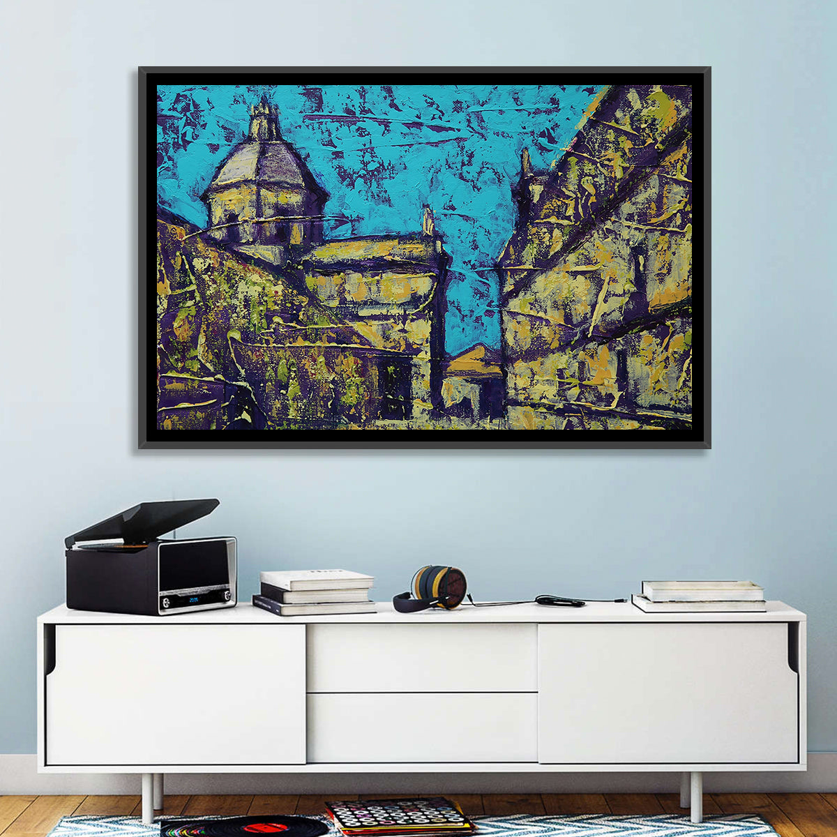 Las Agustinas Alleyway Abstraction Wall Art in a room, landscape