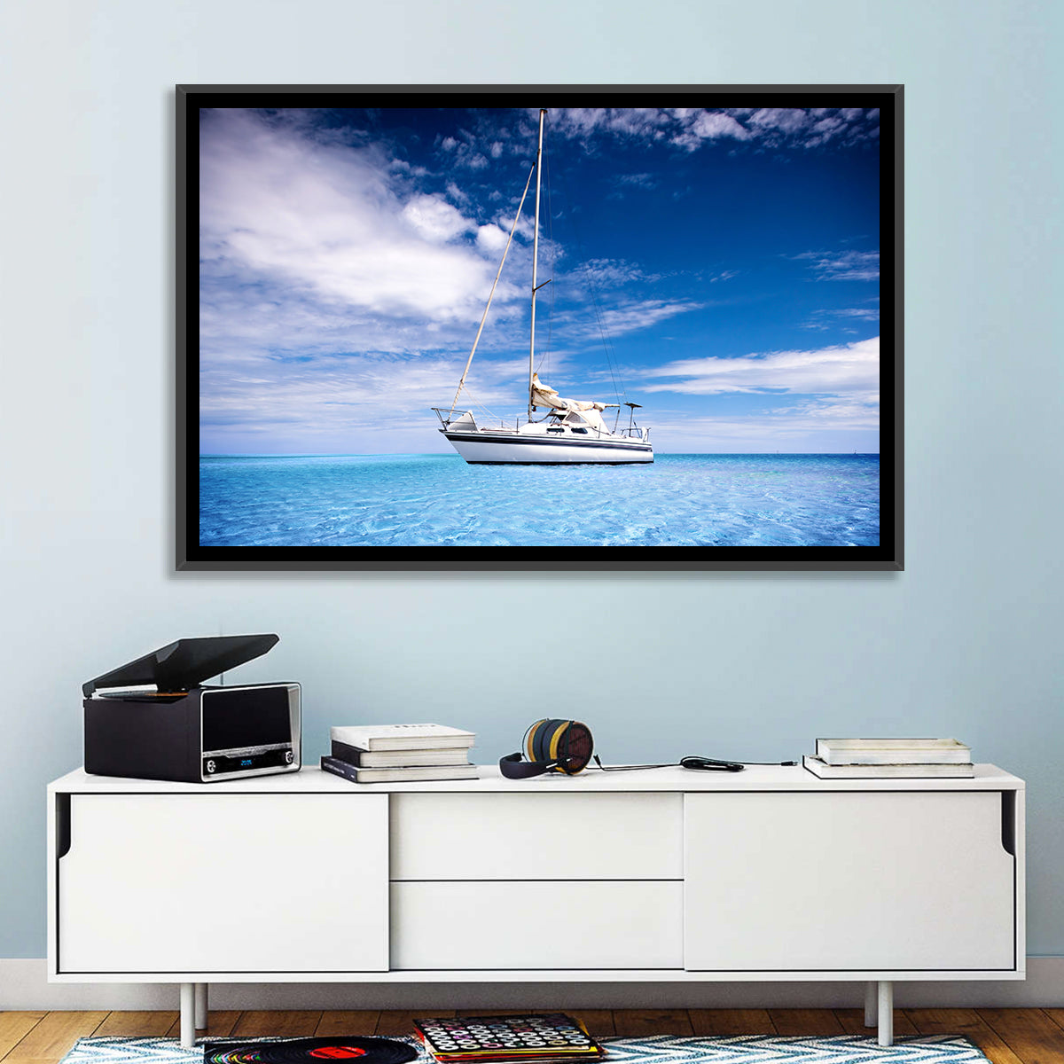 Furled Sails Over Turquoise Water Wall Art