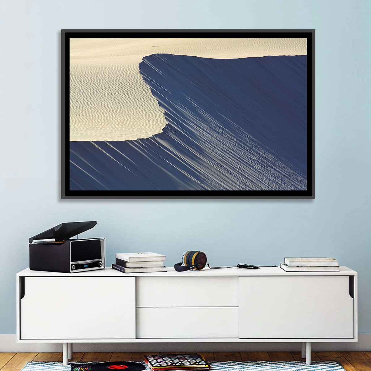 Minimalist Sand Dunes in Late Light Wall Art in a room, landscape