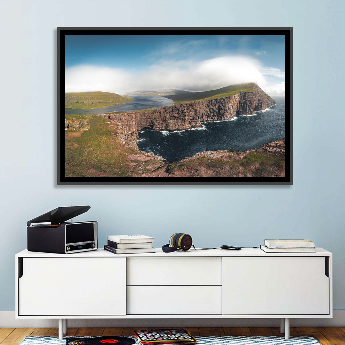 Traelanipa Cliffs, Sørvágsvatn Wall Art in a room, landscape