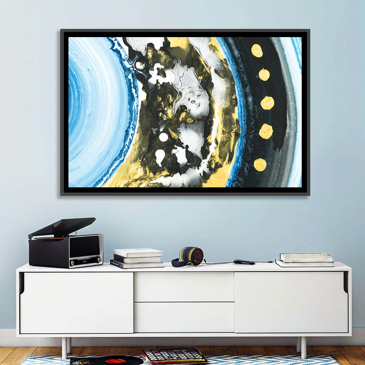 Planet Rings in Blue and Gold Wall Art