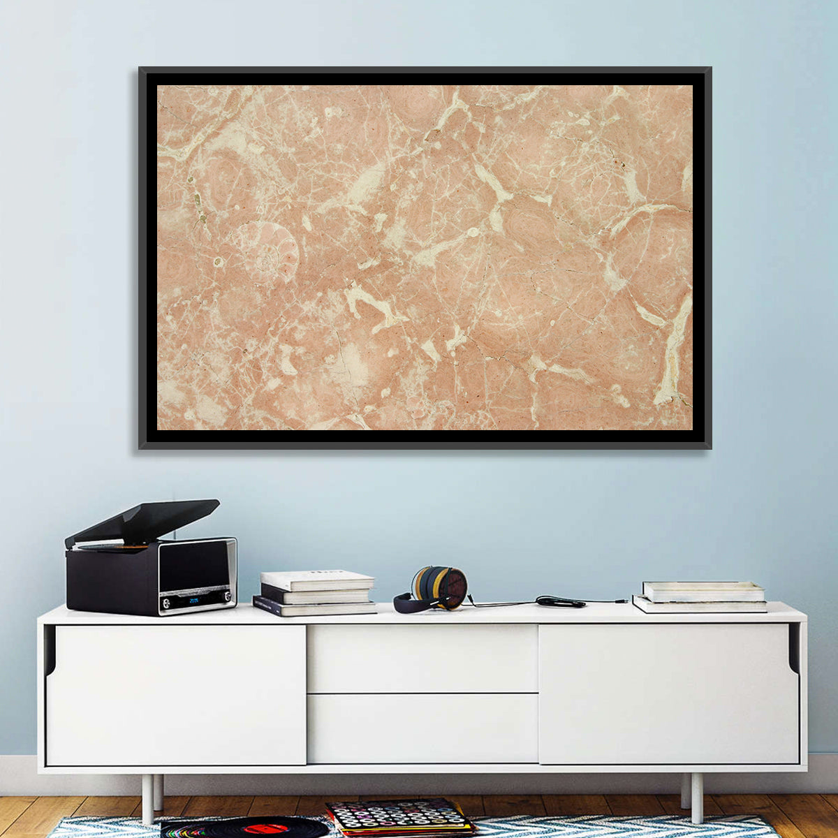 Fossil Veins Marble Study Wall Art in a room, landscape