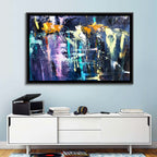 Impasto Waterfall in Blue and Purple Wall Art