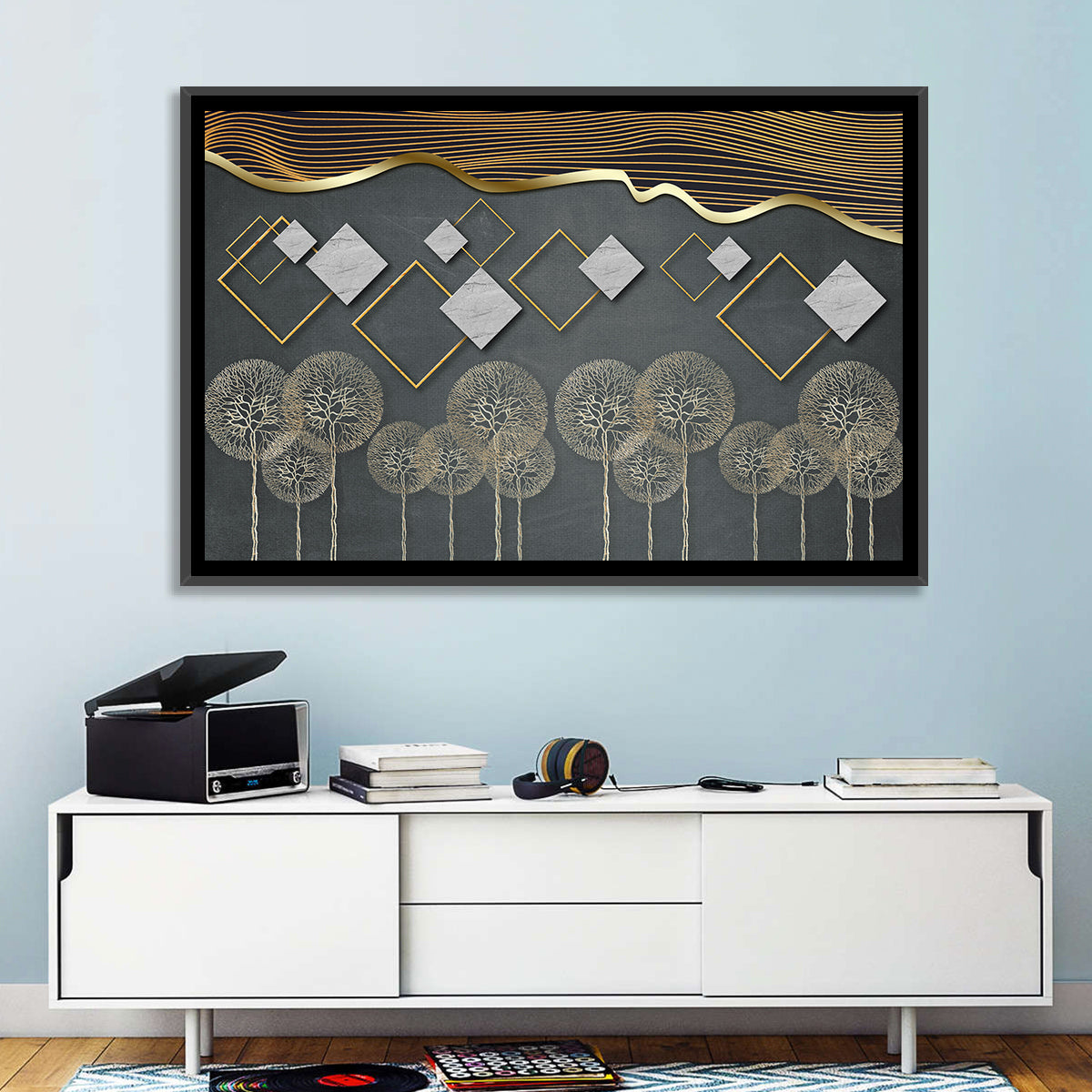 Gray and Gold Dandelion Wall Art