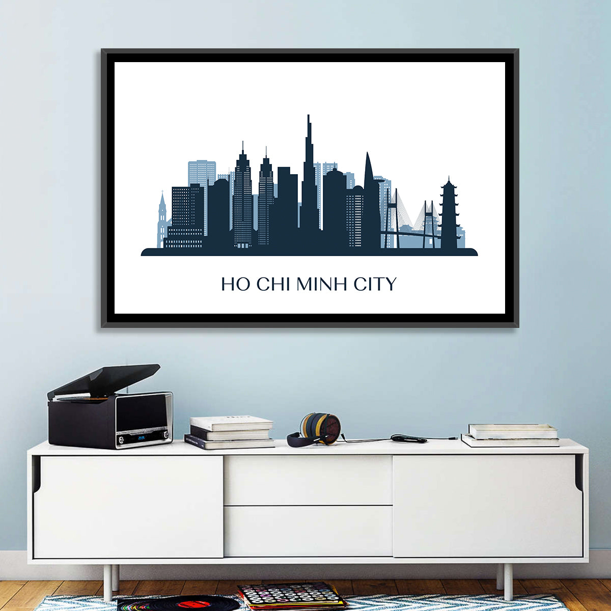 Ho Chi Minh City Skyline Wall Art in a room, landscape