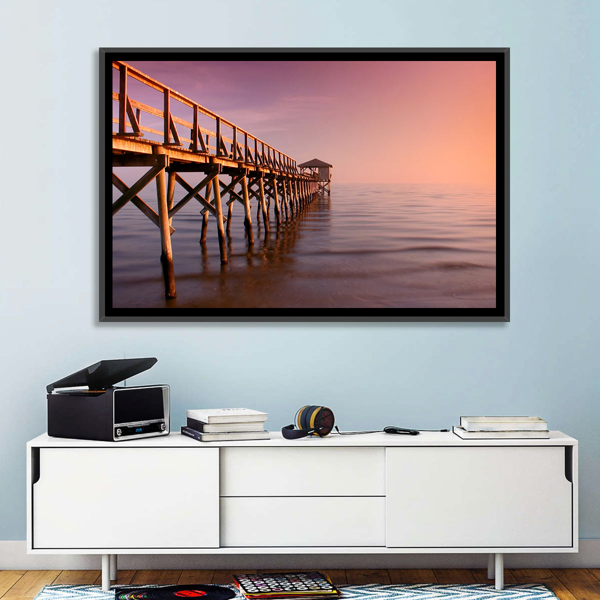 Gulf of Mexico Pier Wall Art in a room, landscape