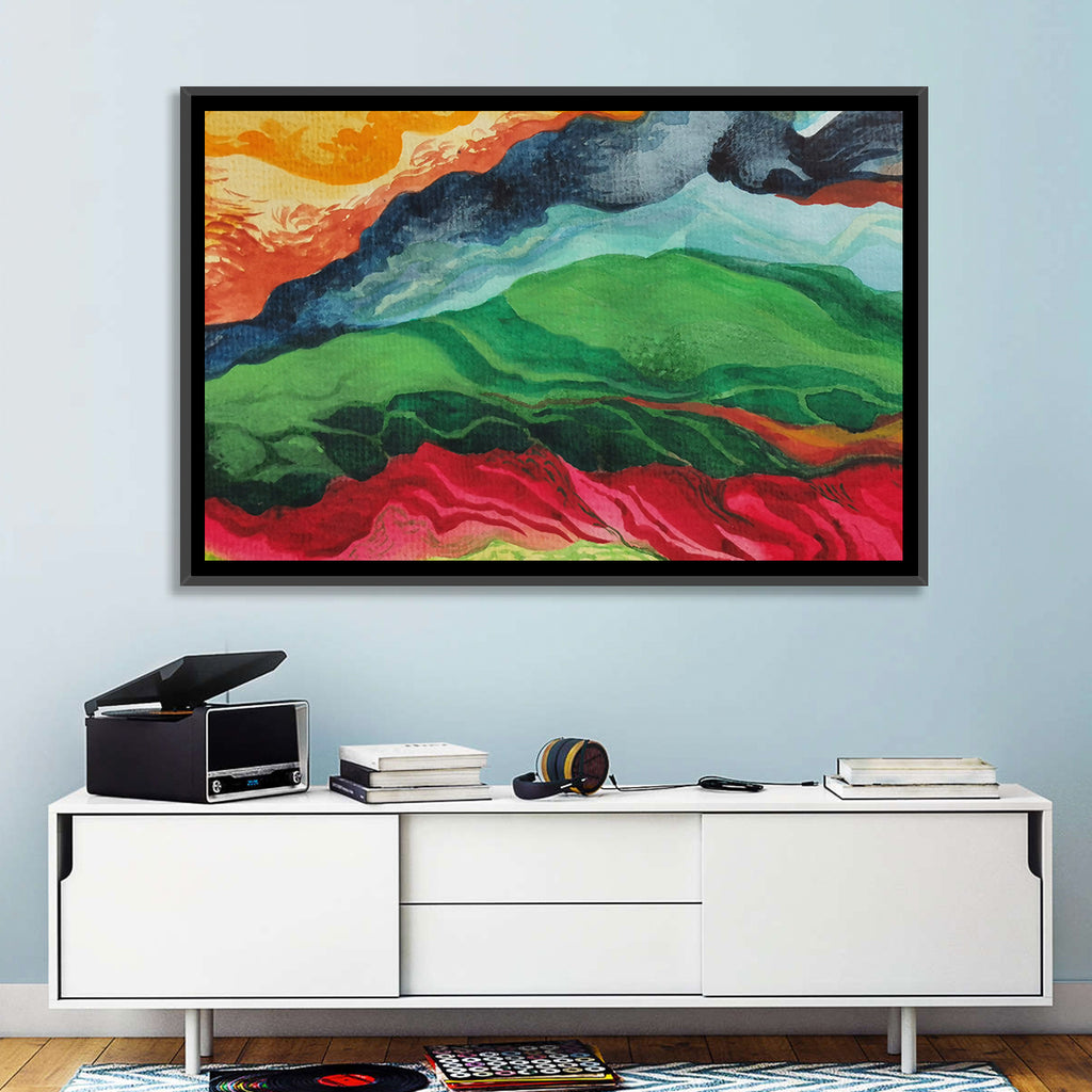 River Through Abstract Mountains Wall Art