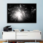 Foggy Forest Bridge Wall Art