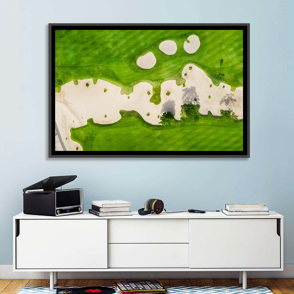 Aerial Golf Course Landscape Wall Art in a room, landscape