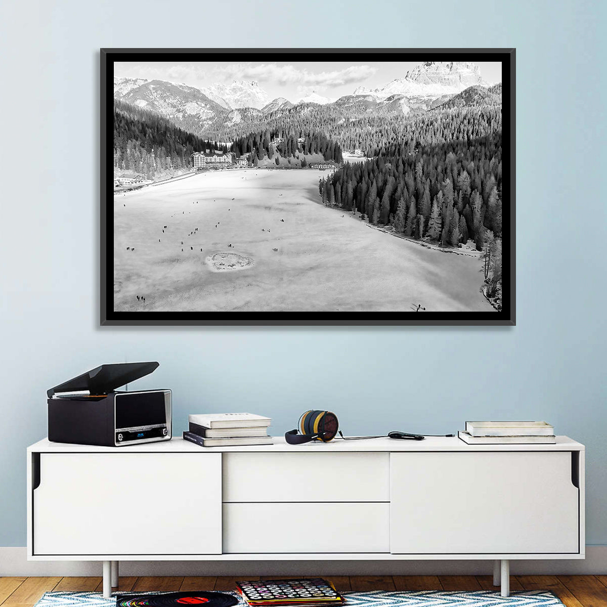 Dolomites at Lago Di Misurina Wall Art in a room, landscape