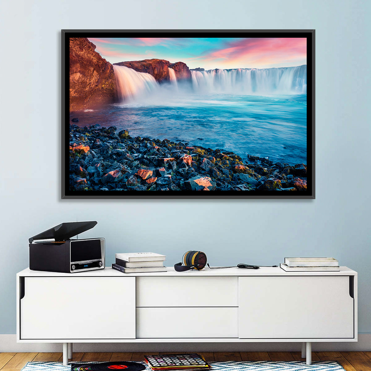 Goðafoss Waterfall at Sunset Wall Art