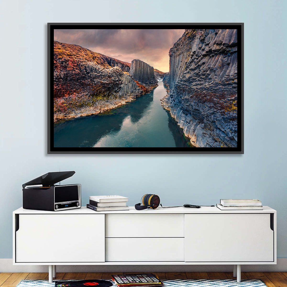 Studlagil Canyon at Sunset Wall Art in a room, landscape