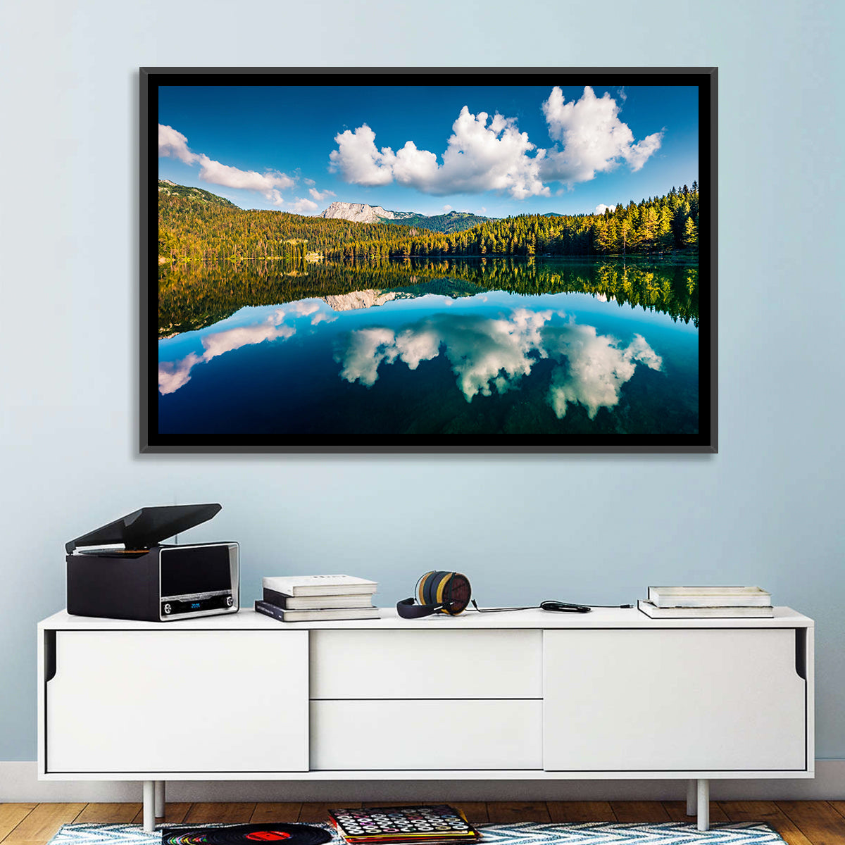 Crno Jezero Lake Wall Art in a room, landscape