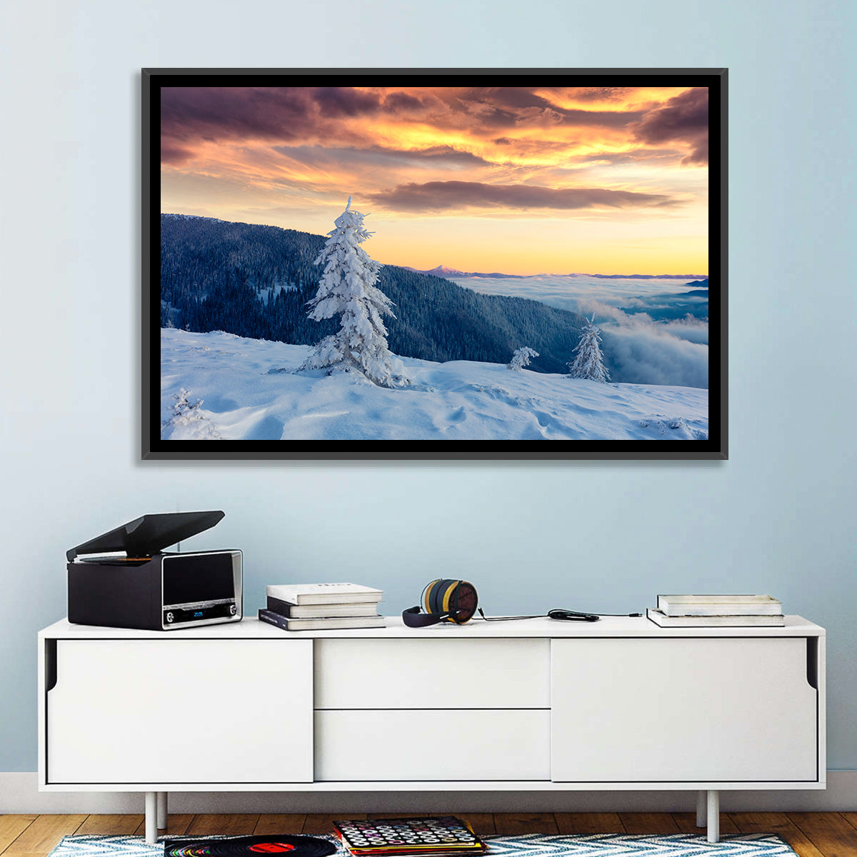 Carpathian Sunrise Wall Art in a room, landscape