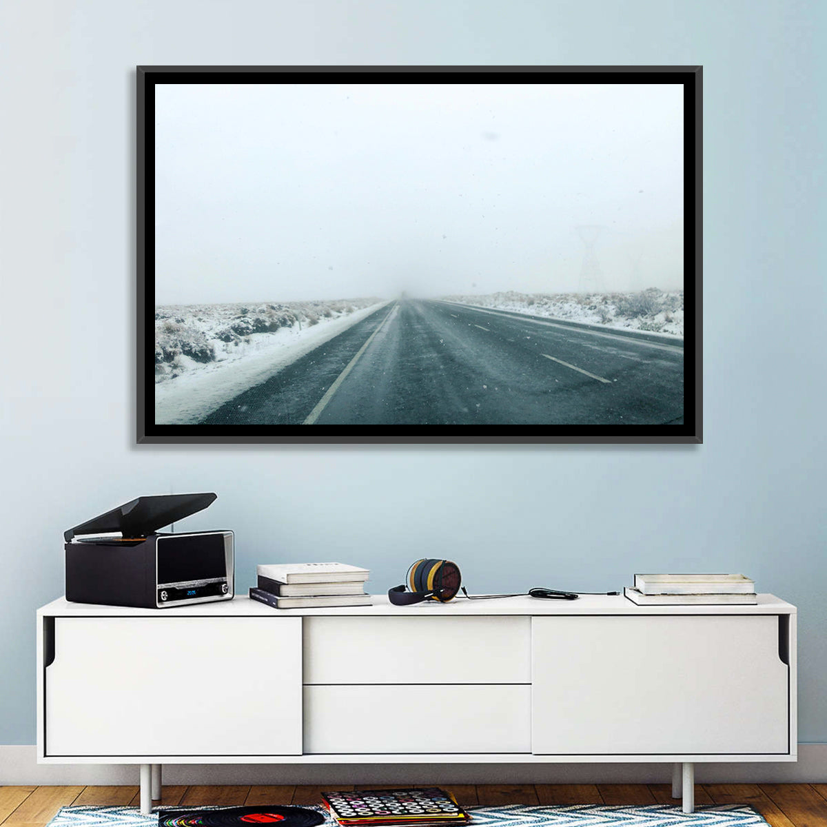 Foggy Winter Mountain Road Wall Art
