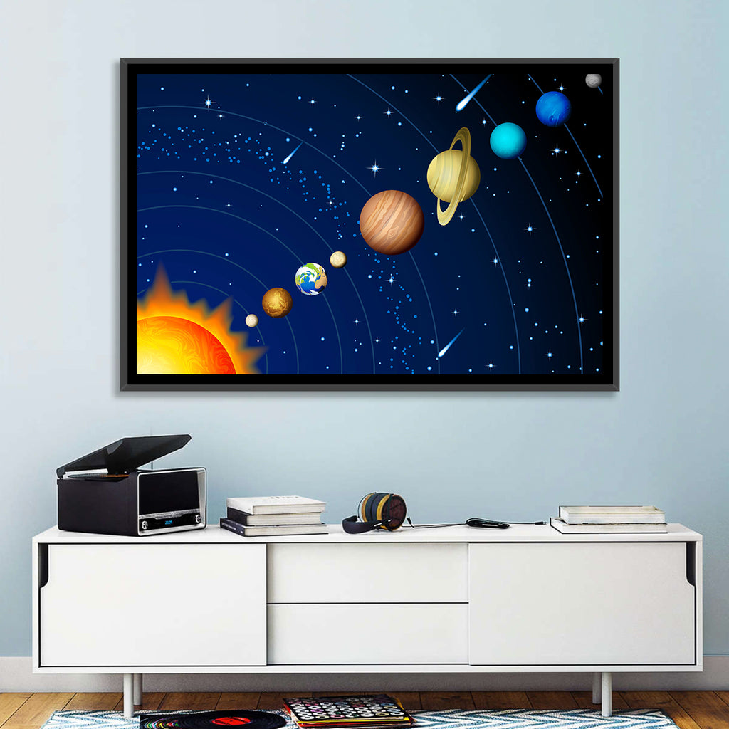 Diagonal Solar System Illustration Wall Art