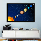 Diagonal Solar System Illustration Wall Art