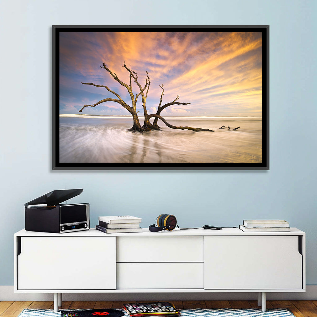 Folly Beach Driftwood Sunset Wall Art