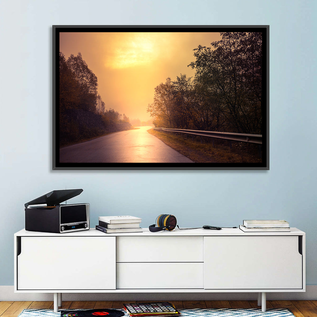 Windy Misty Forest Road Wall Art