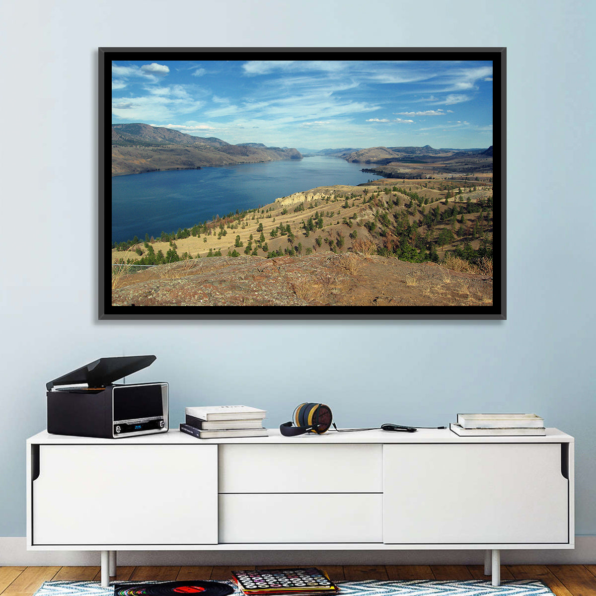 Kamloops Lake View Wall Art in a room, landscape