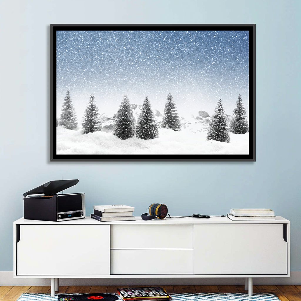Winter Pine Trees Landscape Wall Art