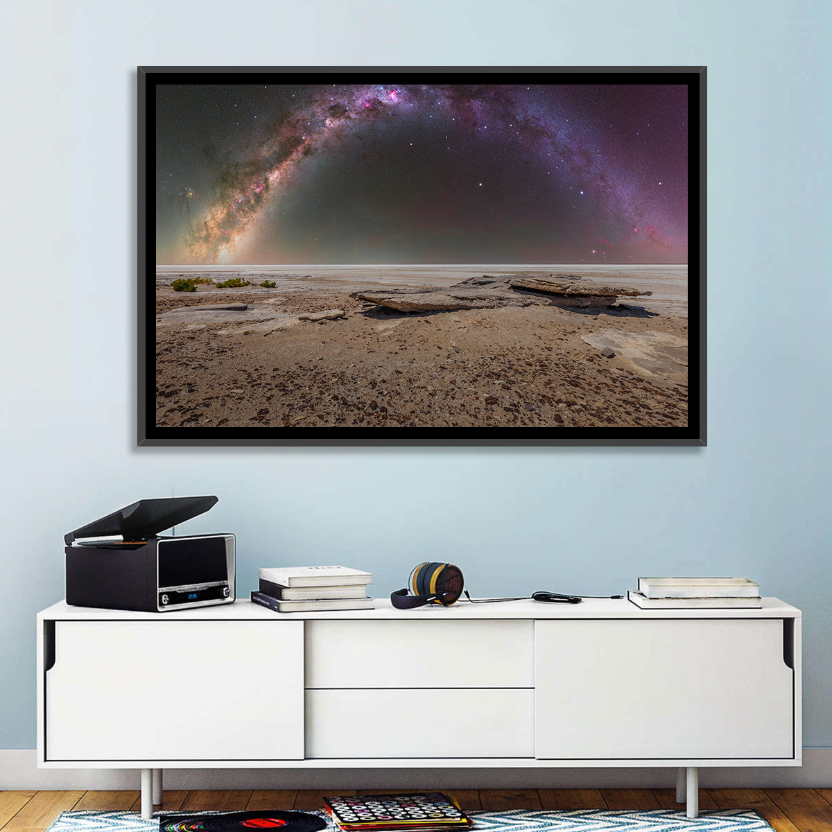Lake Eyre Milky Way Wall Art in a room, landscape
